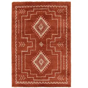 Tapis design doux et volumineux rouge 200 x 290 pas cher
