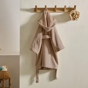 Soft by Perle de Coton - Peignoir enfant à Capuche taupe T.8A pas cher