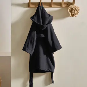 Soft by Perle de Coton - Peignoir enfant à Capuche gris anthracite T.4... pas cher