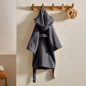 Soft by Perle de Coton - Peignoir enfant à Capuche gris perle T.6A pas cher