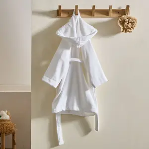 Soft by Perle de Coton - Peignoir enfant à Capuche blanc T.4A pas cher