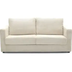 HOMIFAB Canapé convertible semi-express 3 places en velours côtelé beige pas cher