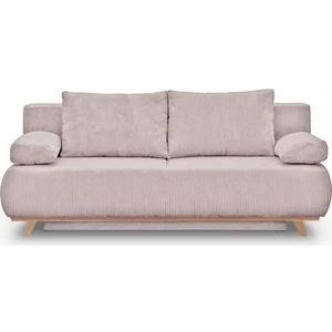 HOMIFAB Canapé convertible 3 places en velours côtelé rose pâle pas cher