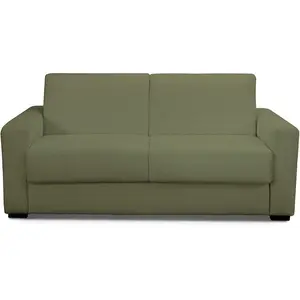 HOMIFAB Canapé convertible express 3 places en tissu bouclette vert kaki pas cher