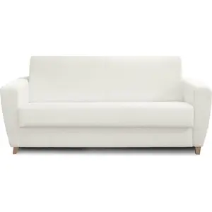 HOMIFAB Canapé convertible express 3 places en tissu bouclette écru pas cher