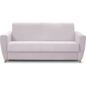 HOMIFAB Canapé convertible express 3 places en velours rose pâle pas cher