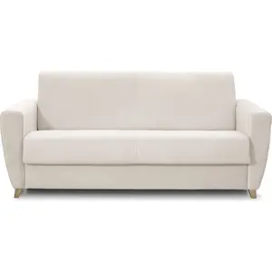 HOMIFAB Canapé convertible express 3 places en velours crème pas cher