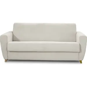 HOMIFAB Canapé convertible express 3 places en velours côtelé beige pas cher