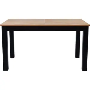 Homifab Table à manger extensible effet bois 6/8 personnes, piètement noir pas cher