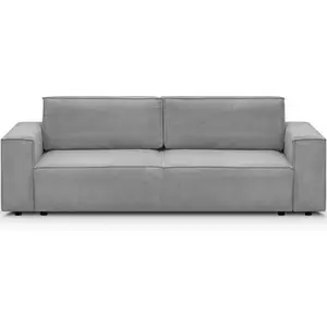 HOMIFAB Canapé modulable 3 places en velours côtelé gris clair - Harper Mod pas cher
