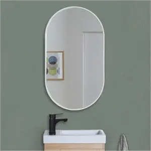MOB-IN Miroir ovale 40 x 70 cm pepper Blanc pas cher