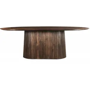 Moloo Table à manger Ovale 6/8 personnes L.200, Manguier teinté noyer