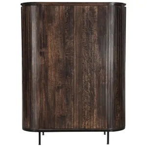 Comparateur de prix : Moloo Menton-Buffet Haut 2 Portes En Bois De Manguier Massif Noyer
