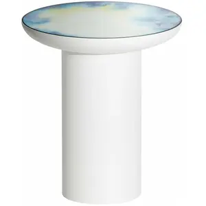 Table d'appoint ronde aquarelle bleu et jaune 40 Francis - Petite Friture pas cher