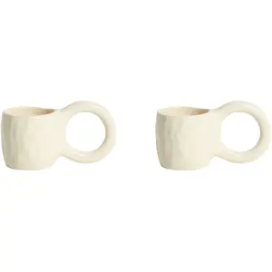 2 mugs à expresso en faïence vanille 6 cm Donut - Petite Friture pas cher