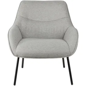 Zago Fauteuil tissu gris clair pieds métal noir pas cher