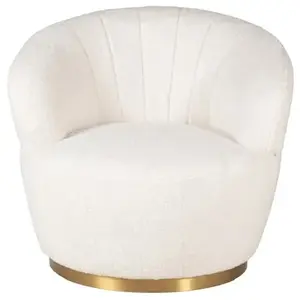 Comparateur de prix : ZAGO Fauteuil tissu effet mohair crème pivotant Venus Blanc