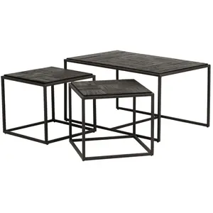 Zago Set de 3 Tables basses teck recyclé pas cher