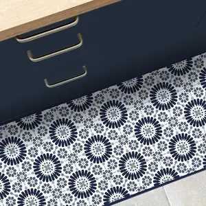 99DECO Tapis antidérapant - Marsiho - vinyle - int./ext. - Bleu - 50x120cm pas cher