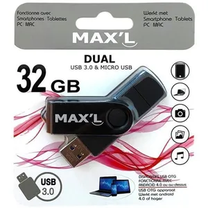 Clé USB - MAXL - 32GB - USB 3.0 - Dual OTG - Compatible USB et micro USB