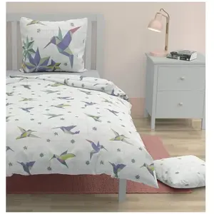 Home Linge Passion Parure de couette enfant 100% coton - Bleu - 140x200 cm pas cher
