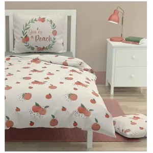Roupillon Peachy Parure de couette enfant 100% coton - Beige Crème - 140x200 cm pas cher