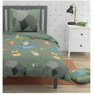 Home Linge Passion Parure de couette 2 pieces enfant coton 57 fils vert 140x200 cm - origatoon pas cher