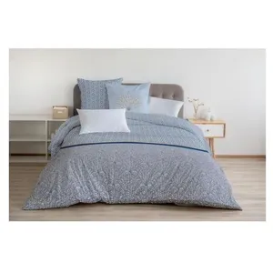 Parure de Couette 100% Coton Bleu 220x240 cm pas cher
