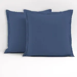 Comparateur de prix : Lot de 2 taies d'oreiller carrés - 63 x 63 cm - 100% coton - Bleu