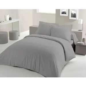 PARURE DE COUETTE LOVELY HOME - 240x260 cm - 100% COTON - GRIS CLAIR pas cher