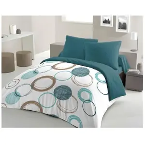Home Linge Passion Housse de Couette Vert Cercles 240 x 260 cm pas cher