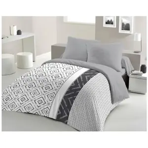 Home Linge Passion Parure DE Couette 220x240 Ethno Gris pas cher