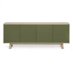 MON PETIT MEUBLE FRANCAIS Buffet bas 4 portes 200 cm, en frêne