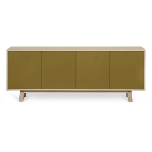 MON PETIT MEUBLE FRANCAIS Buffet bas 4 portes 200 cm, en frêne