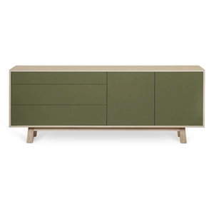 MON PETIT MEUBLE FRANCAIS Buffet bas 2 portes+3 tiroirs 200 cm, en frêne