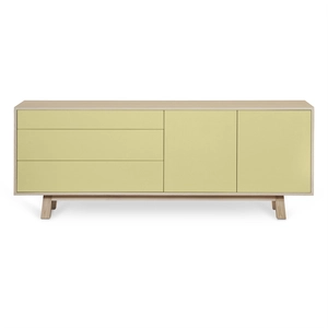 MON PETIT MEUBLE FRANCAIS Buffet bas 2 portes+3 tiroirs 200 cm, en frêne