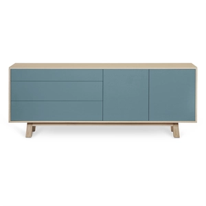 MON PETIT MEUBLE FRANCAIS Buffet bas 2 portes+3 tiroirs 200 cm, en frêne