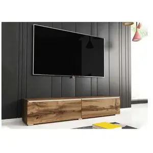 Meuble TV contemporain en chêne avec LED 2 portes MALORIE - 180 cm pas cher