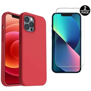 Coque de protection Rouge et 2 Films de protection en Verre trempé pour iPhone 13 Pro max []Vendu parcdiscount
