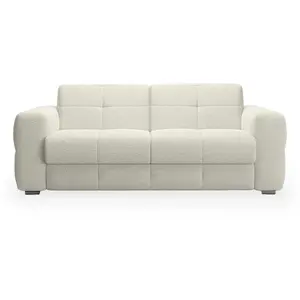 Canapé droit convertible 3 places en tissu beige pas cher