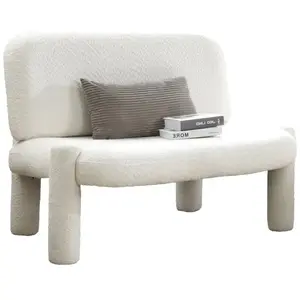 DANITA - Canapé 2 places design effet peau de mouton blanc pas cher