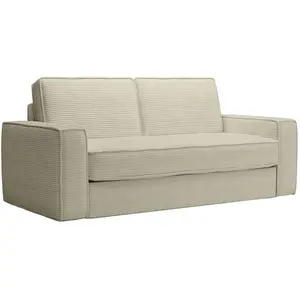Mobilier-Deco Canapé droit convertible 3 places en velours beige pas cher