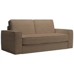 Comparateur de prix : Mobilier Deco - mindy - Canapé 3 places convertible rapido velours côtelé taupe matelas 14 cm
