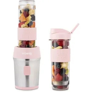 Comparateur de prix : H.Koenig Mini blender - SMOO12 - 300 w - 570 mL - Rose pastel - 2 gourdes incluses