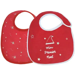 Lot de 2 Bavoirs Naissance Noël RougeVendu paraubert