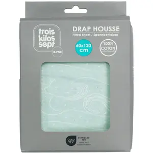 Comparateur de prix : Trois Kilos Sept Drap housse en coton Au large de Nova (70 x 140 cm)