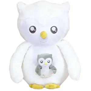 Grande peluche Chouette et son bébé Cache cache en fôret BLANC Trois Kilos Sept pas cher