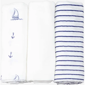 Trois Kilos Sept Lot de 3 langes en mousseline de coton Cap ferret (70 x 70 cm)Vendu paraubert