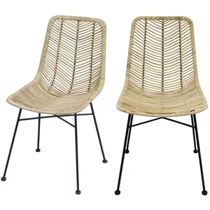 Comparateur de prix : Rendez vous déco Lot de 2 chaises en rotin Naturel et Pieds en métal