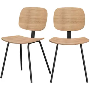 RENDEZ VOUS DECO Chaise en bois plaqué frêne et pieds en métal (lot de 2) - Hoodie TU pas cher